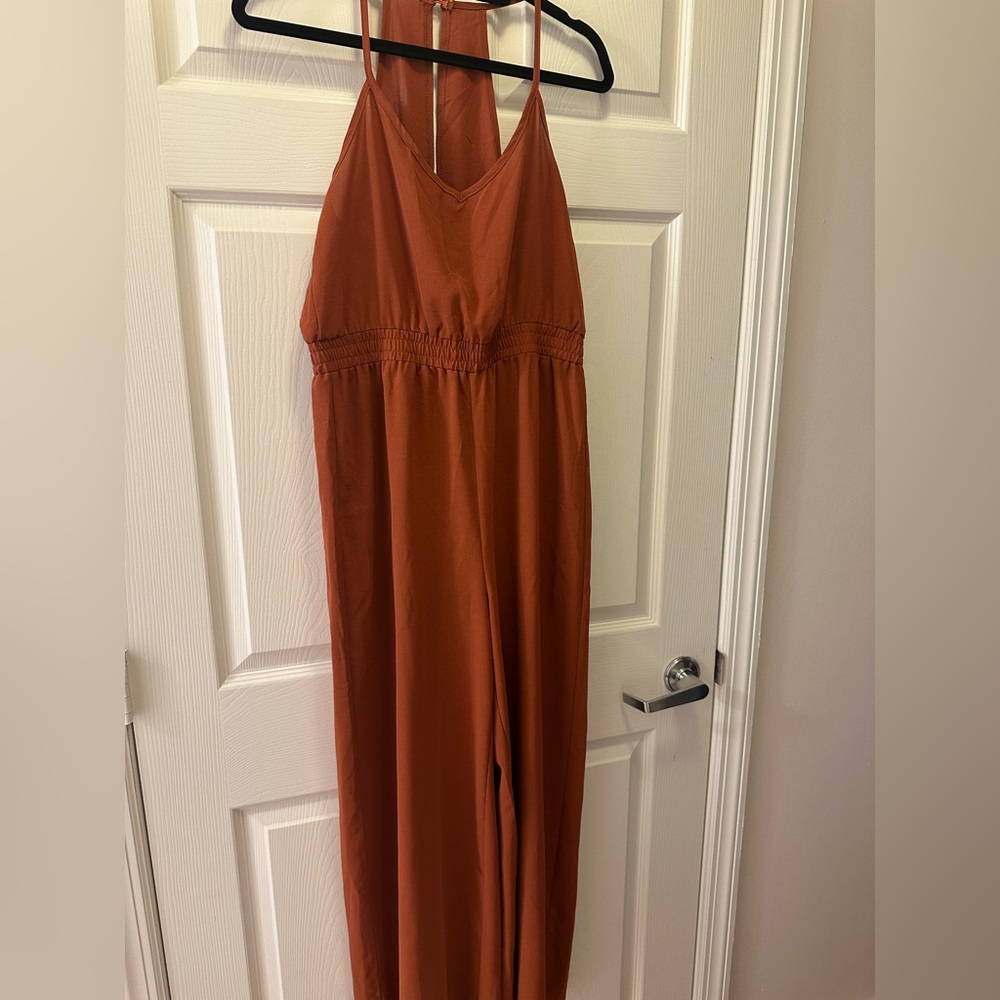 SHEIN Terracotta Halter Jumpsuit